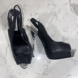 Steve Madden, Black Leather Hayven High Heels, Size 9.5